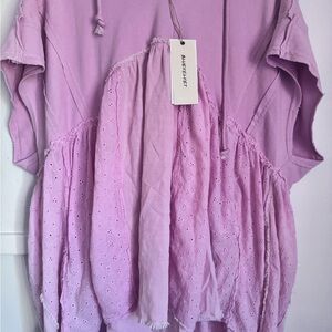 Lavender Eyelet Detail Women's Top